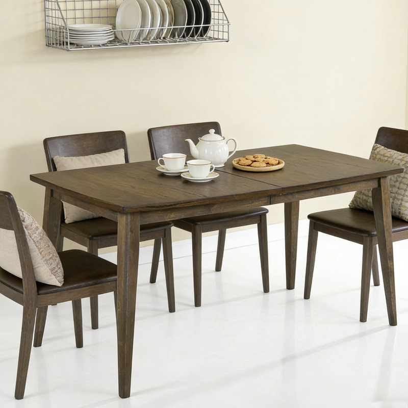 72 Inch Dining Table for 6- 8, Modern Split Top Farmhouse Design, Distressed Walnut Finish, Solid Wood & MDF Construction, 72"L x 35"W x 30"H