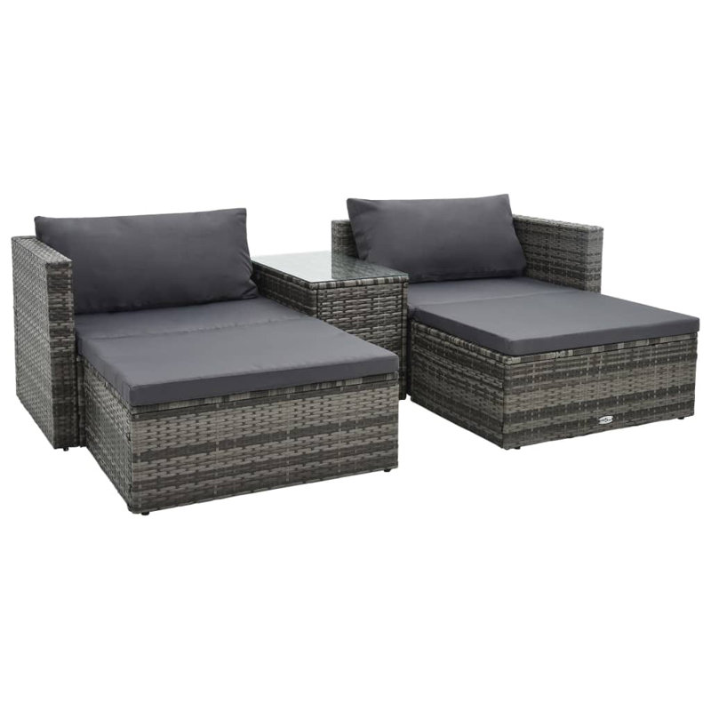 Aliani 5 Piece Lounge Chair with Cushions, Dark Gray, Gray