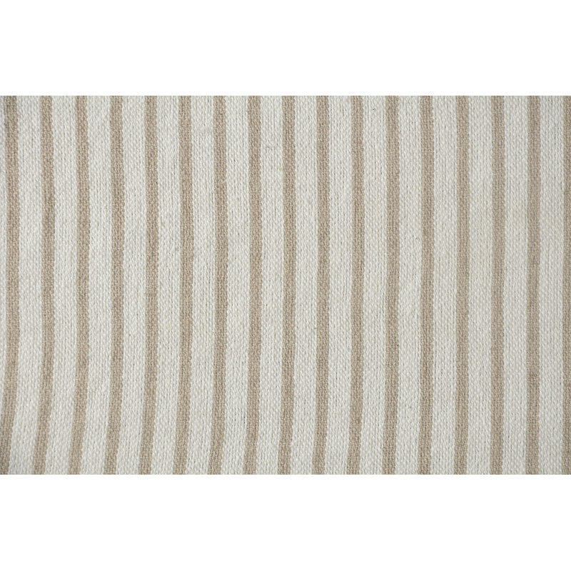 Ivory and Beige Striped Cotton Throw Blanket with Tassels