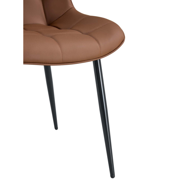Modern Fabric Dining Chair With Stylish Grid Pattern, Dark Brown