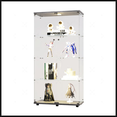 Vitrine en verre à deux portes avec 4 lumières DEL et porte
