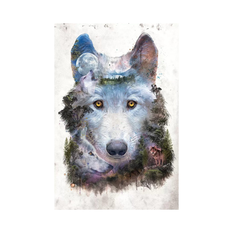 Surreal Wolf by Barrett Biggers - Wrapped Canvas Print, 101.6 cm H x 66.04 cm W x 1.91 cm D