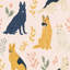 Illustration murale de chiens Illustration florale ludique