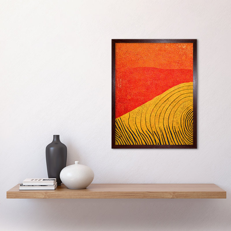 Abstract Hilltop Sunset Walkabout - Print, Brown Framed Paper, 43cm H x 33cm W x 2cm D