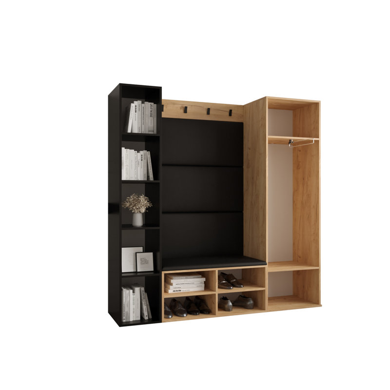 Jaimes-Aviles Hallway Set with Storage Bench and Shoe Storage, Oak/Beige