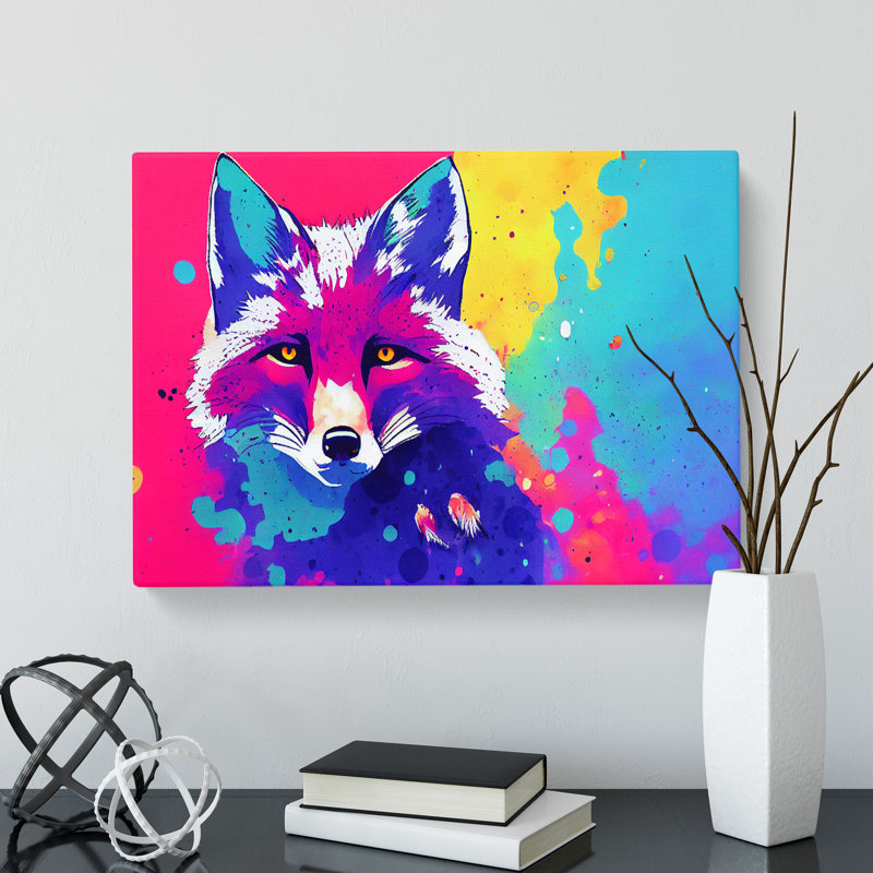 Fox Paint Splatter Vol.2 Abstract - Wrapped Canvas, 50cm H x 76cm W x 3cm D