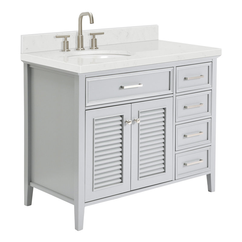 Blazier 42.25'' W Single Vanity, Gray, Left, Oval