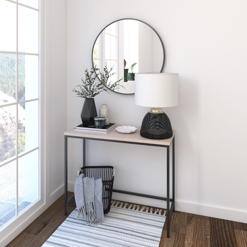 Metal Flat Wall Mirror, Brushed Black