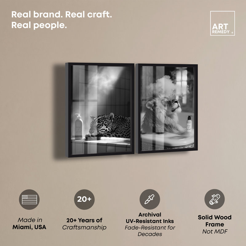 «Unwind Animal Set» par Art Remedy, Noir, H 17 po x l 24 po