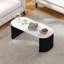 Coffee Table, Centre Table with Marble-Effect Top, Black-1471884852