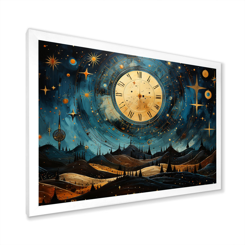 Astrologie étoilée de l'oracle, reproduction encadrée sur toile, H 34 po x l 44 po x P 1,5 po, Cadre photo blanc