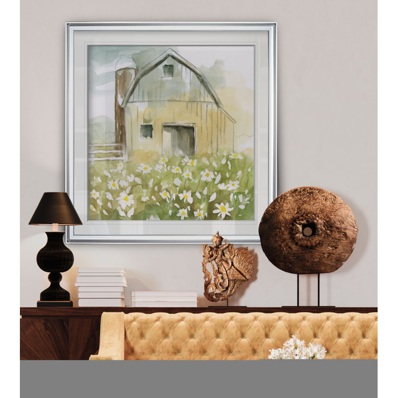 Daisy Barn - reproduction d'art, H 16 po x l 16 po x P 1,5 po, Cadre argenté