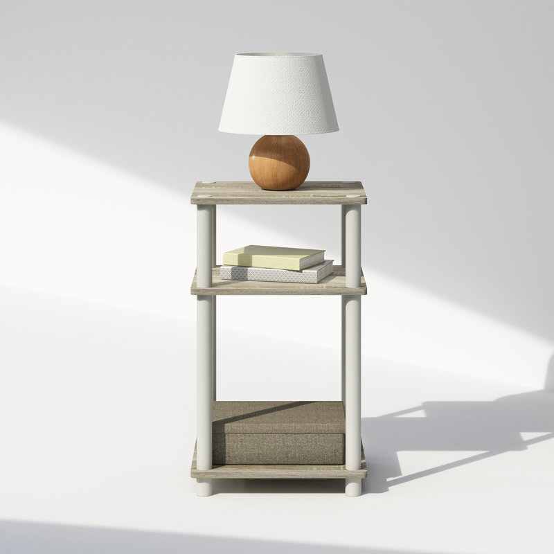 Akintayo 34cm W Plastic Bedside Table, Oak/White