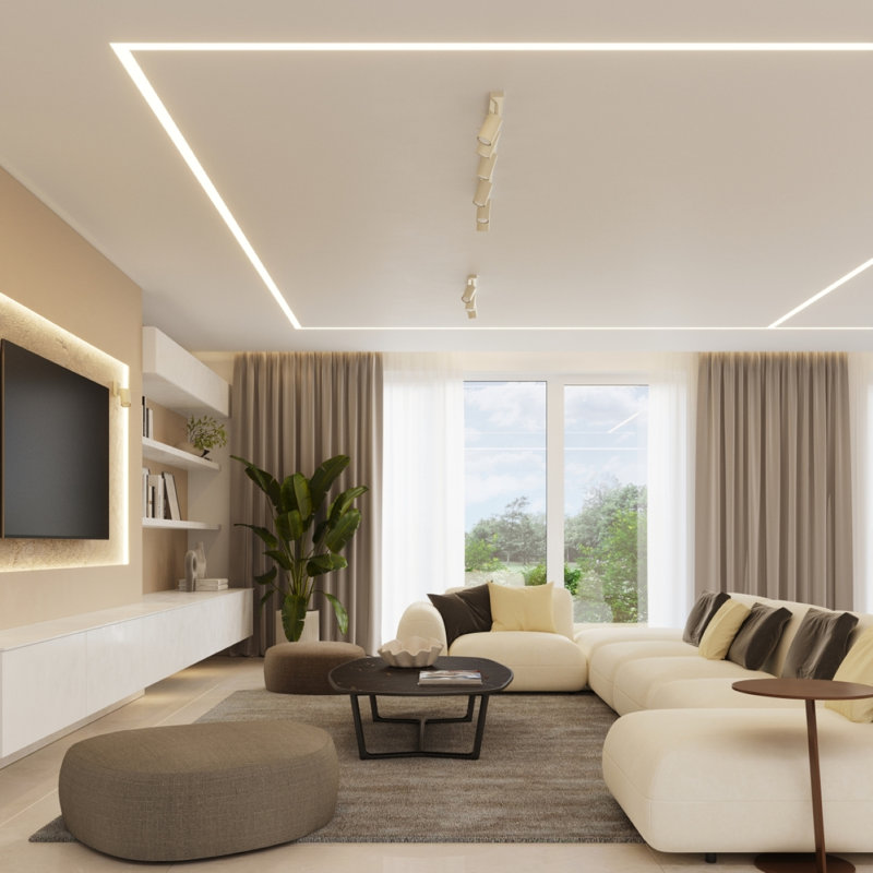 RING Steel Spotlight, Beige, 117x6x17 cm, 6 Lights