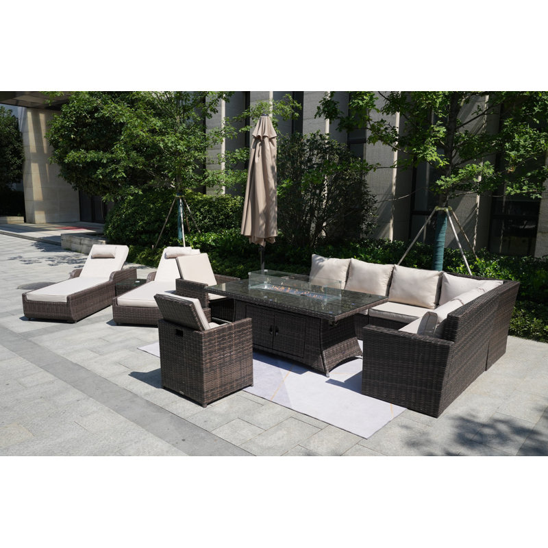 10 - Person Patio Conversation Set with Cushions