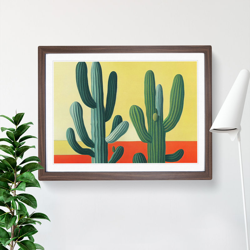 Dramatic Cactus - Single Picture Frame Print, Walnut Framed, 34cm H x 46cm W x 2cm D