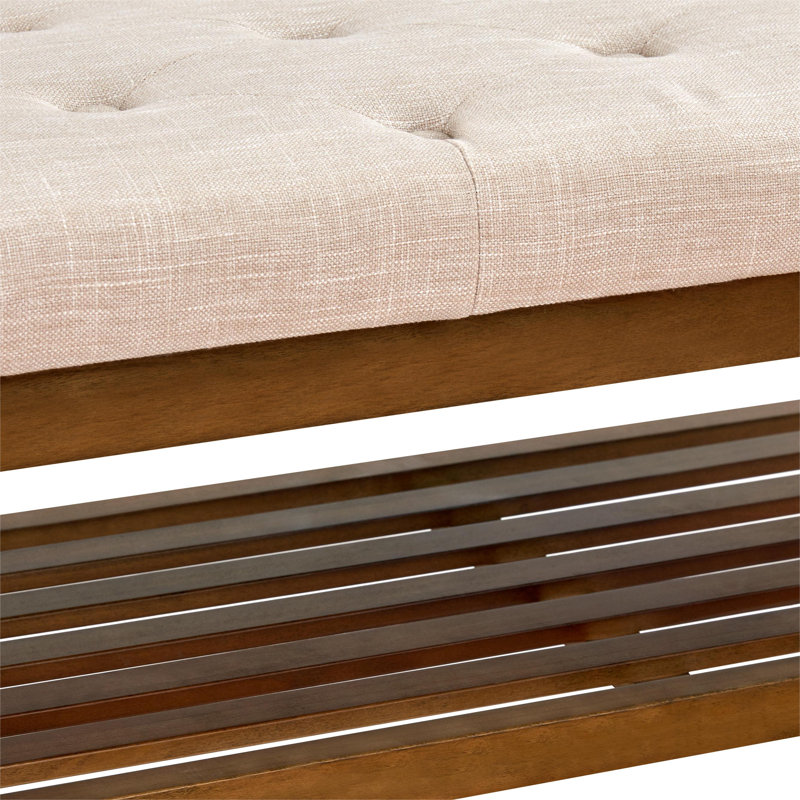 Banc de rangement rembourré Hahnville , Polyester beige