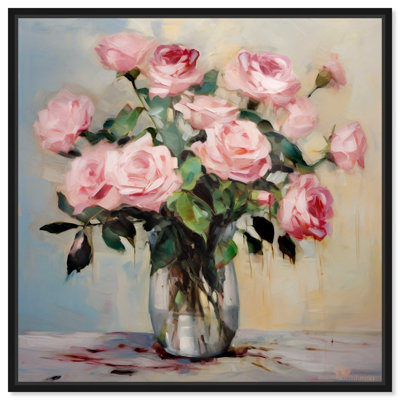 Bouquet de roses, art floral sur toile Vase Glam