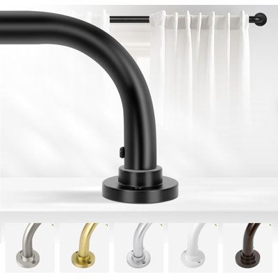 Wrap Around Blackout Curtain Rod,Heavy Duty Adjustable 48-90",Black