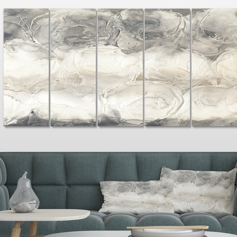 Peinture abstraite sur toile à cercles gris multiples - Cercles gris I