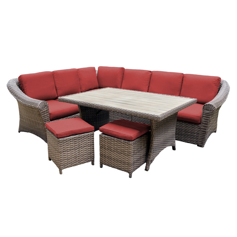 Ensemble de conversation modulaire avec coussins 7 pièces Frannie, Rouge