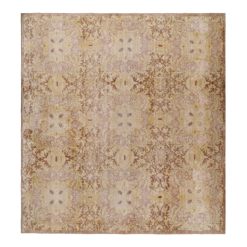 Oversized Rug & Kilim’S European Style Square Rug With Beigebrown Florals