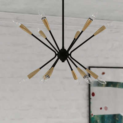 Luminaire suspendu Mid-Century Ellis 12L noir et laiton Ellis