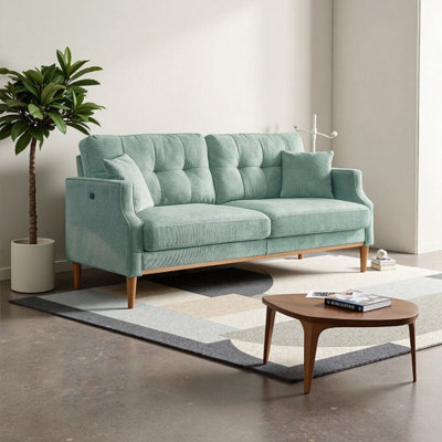 Modern 3-Seater Living Space Sofa with Waterproof Fabric & USB Charging Ports – Stylish Blue Sofa for Living Room
