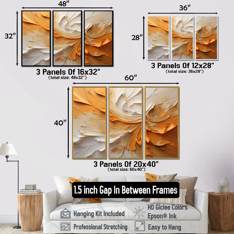 Ensemble de décorations murales or et beige Soft Wave Paint II - formes abstraites, H 28 po x l 36 po x P 1 po