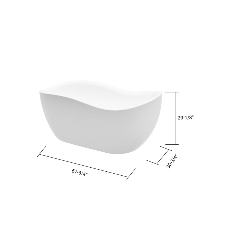 Kerrisdale 67.75'' x 30.75'' Soaking Acrylic Bathtub