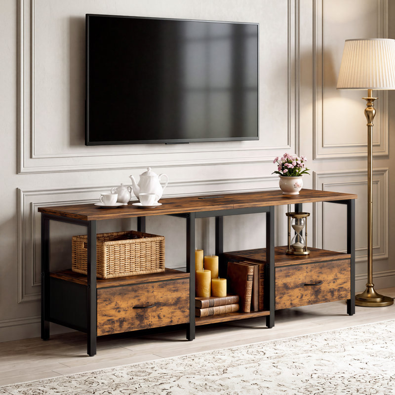 Meuble télé 59 po avec lumières DEL et station de charge Lucia, Brown