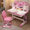Ensemble de bureau et de chaise pour enfants, tables d'écriture à hauteur réglable pour enfants, bureau pour enfants avec bibliothèque et tiroir de rangement, bureau élargi avec bureau pour garçons et filles