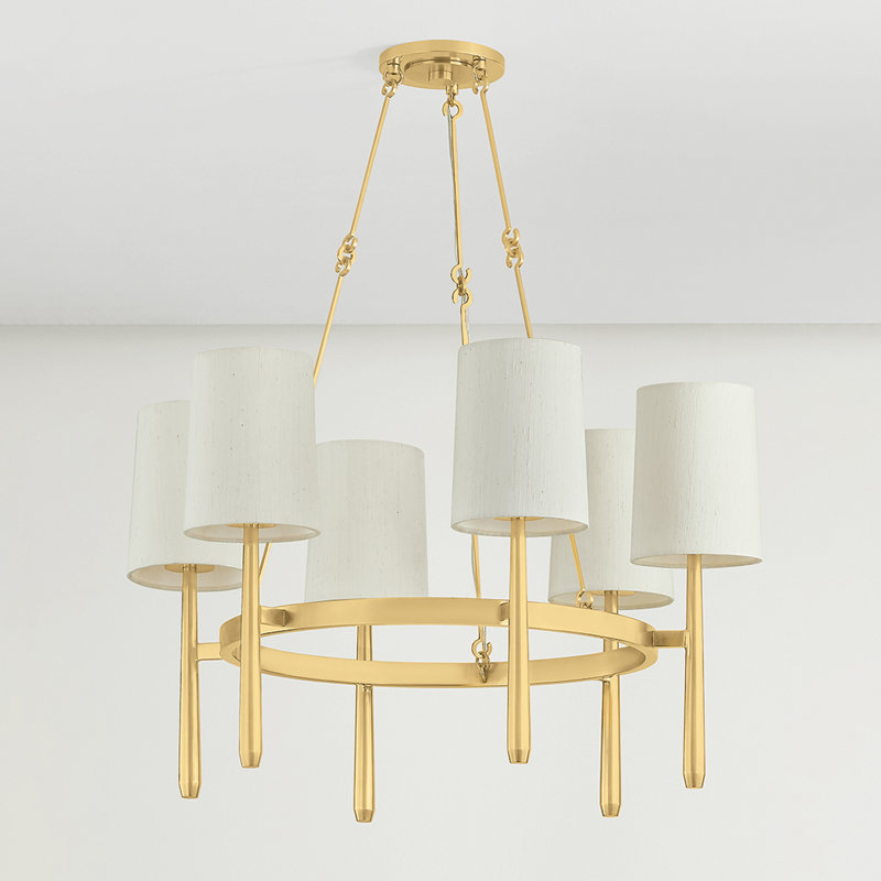 Bridgeton Chandelier in Aged Brass, 18.25" H x 30" W x 30" D, 6 Lights