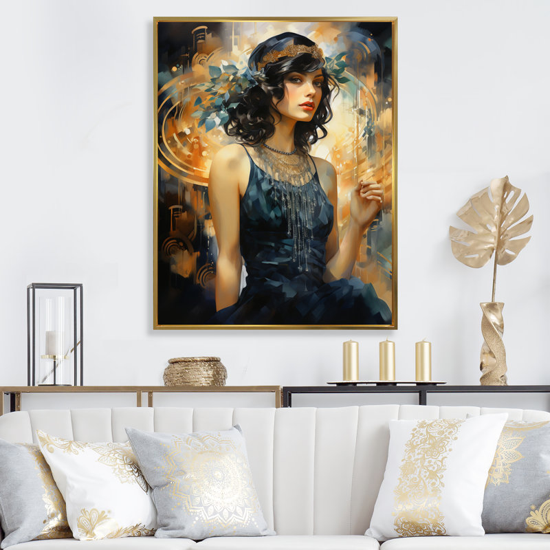 «Fashion 1920S Roaring Portrait IV», reproduction d'art sur toile, H 20 po x l 12 po x P 1 po, Or