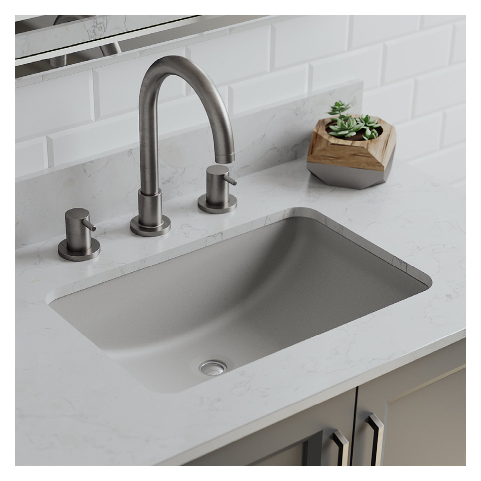 Lexicon Quartz Composite Rectangle Vanity Sink, Gray