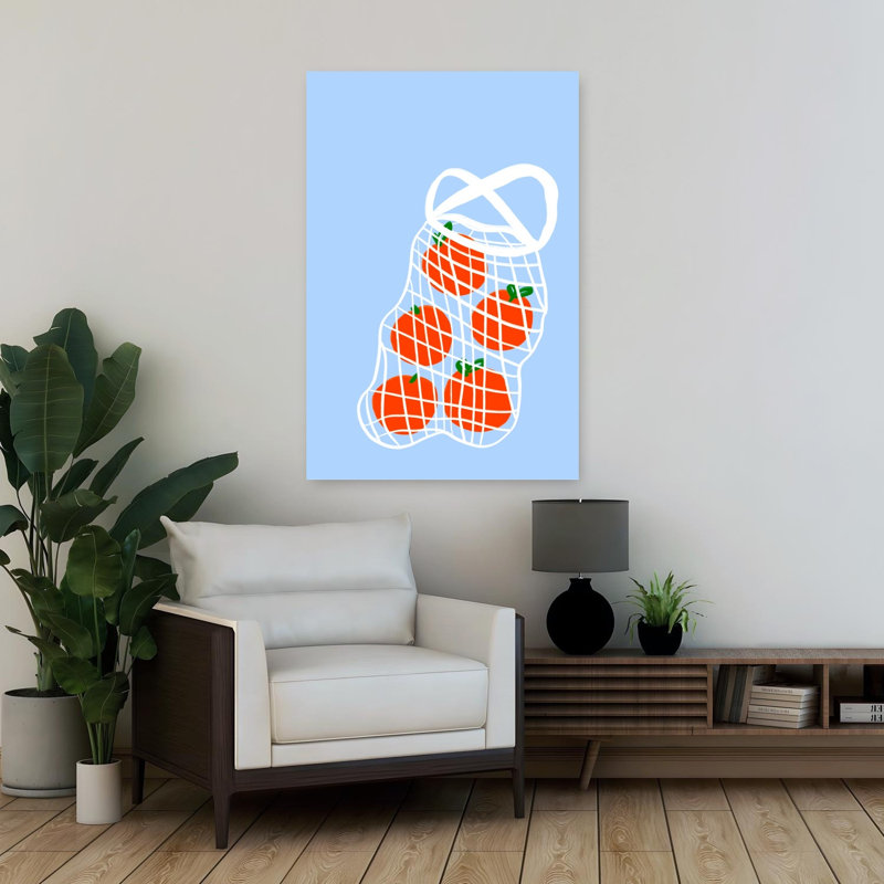 «Oranges in Bag Vibrant Fruit», art mural, H 36 po x l 24 po