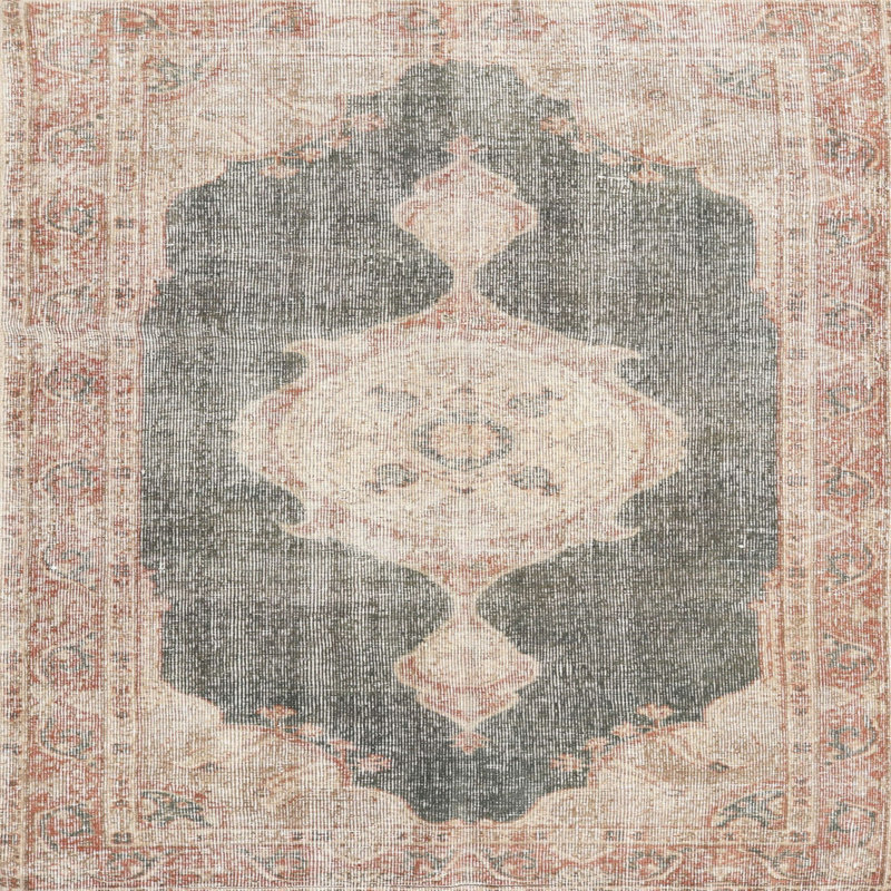 Tapis oriental brun / noir / gris, Carré 6 pi