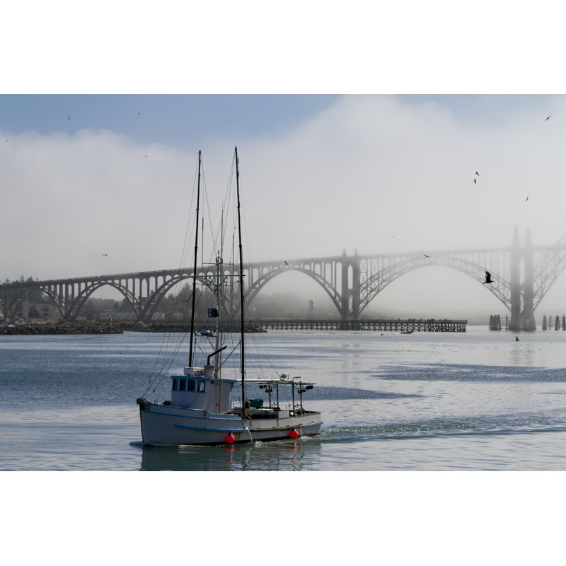 Arya Fishing Boat From Mist - Wrapped Canvas Print, 30cm H x 46cm W x 3.8cm D