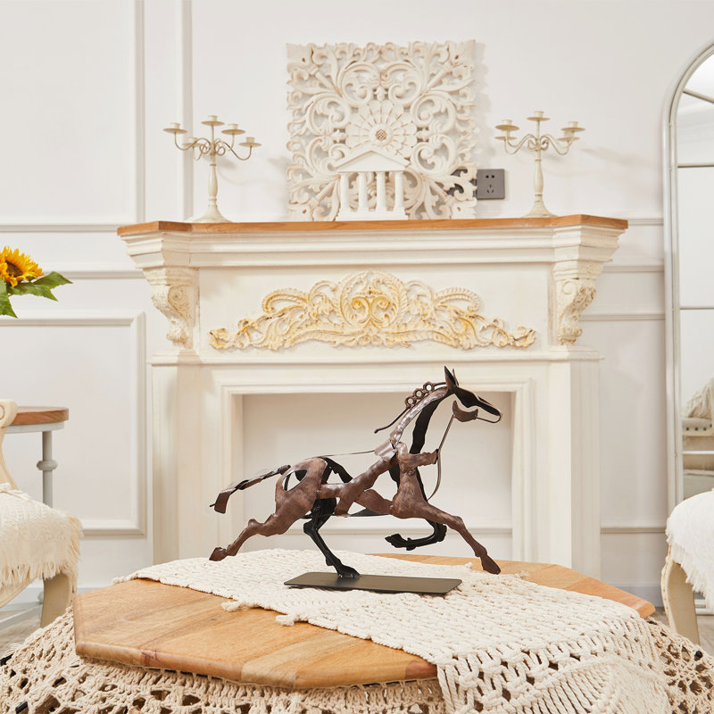 Sculpture de cheval en métal faite à la main, Brun rétro