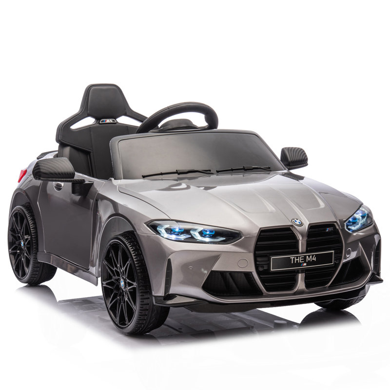 Bmw M4 24V pour enfants sur une voiture jouet 2,4 G avec télécommande pour les parents, réglable à trois vitesses, affichage de puissance, USB, MP3, Bluetooth, lumière DEL, histoire, une poignée avec des roues et une poignée, facile à transporter
