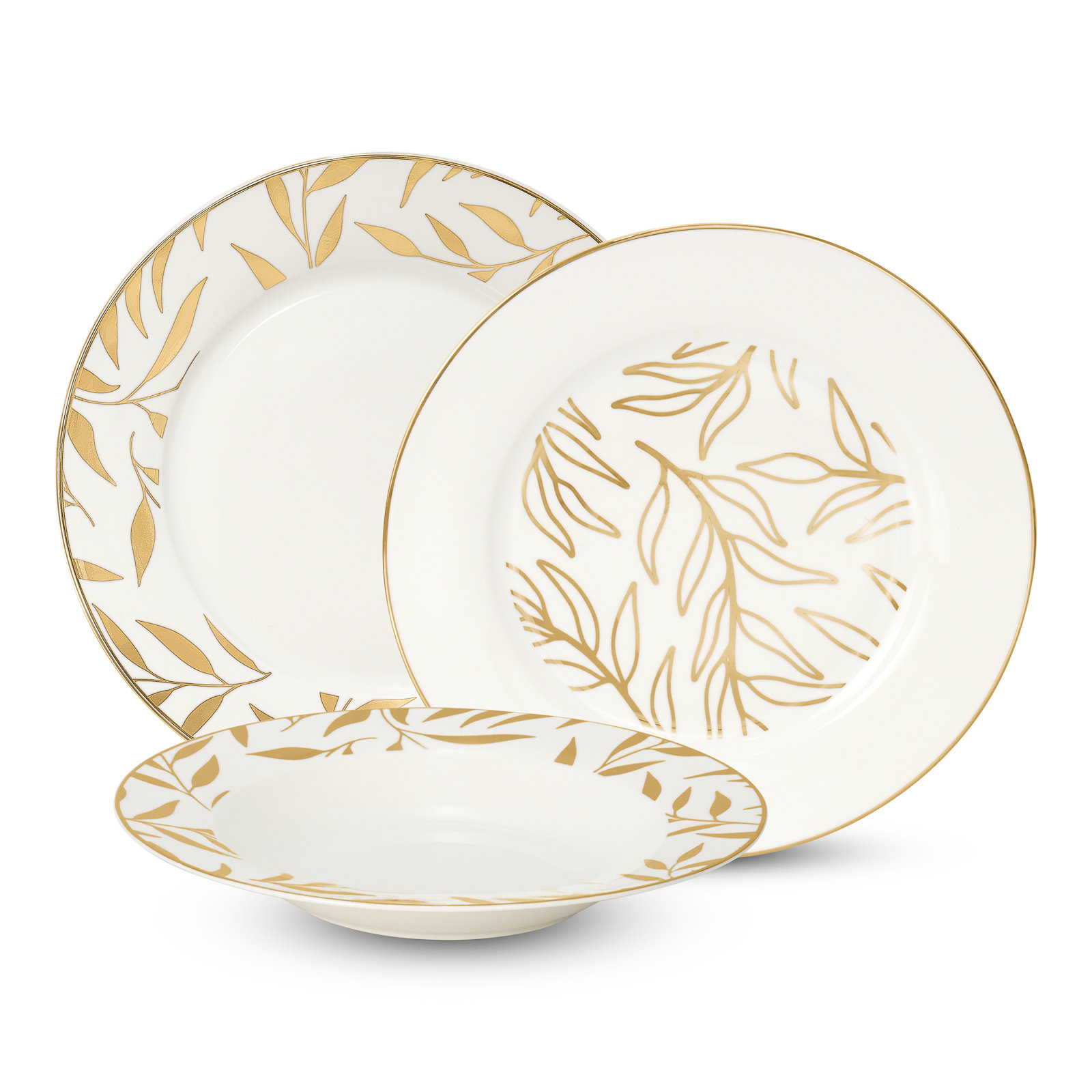 Rosdorf Park Olive Leaves Gold 18 Pc Dinnerware Set, Service For 6