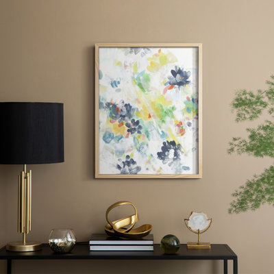 «Wall Flower Patterns I», reproduction encadrée - bois massif