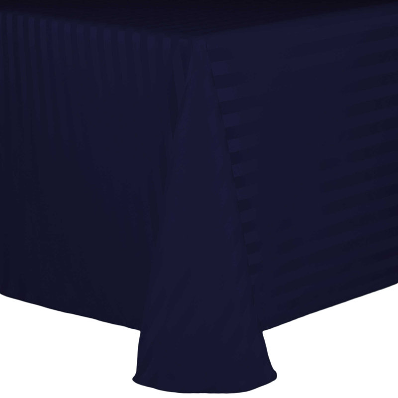 Ultimate Textile Satin Stripe Rectangular Tablecloth, 10, Wedgewood, 156" x 108"