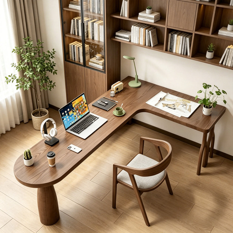 Bureau en bois de pin massif exquis en forme de L, 29.5" H x 78.7" W x 47.2" D