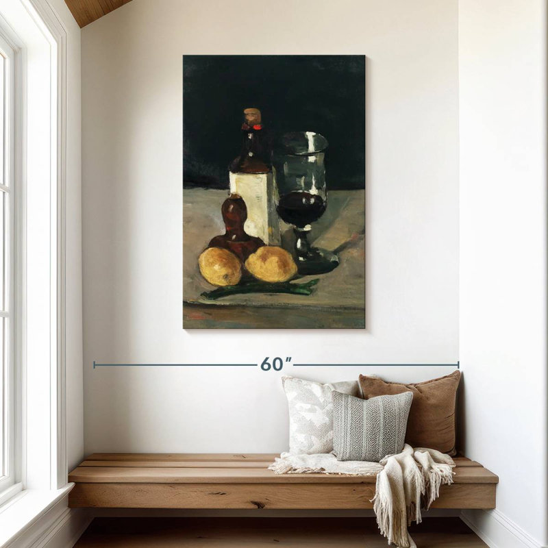 Nature morte avec verre à bouteille et citrons, H 45 po x l 30 po
