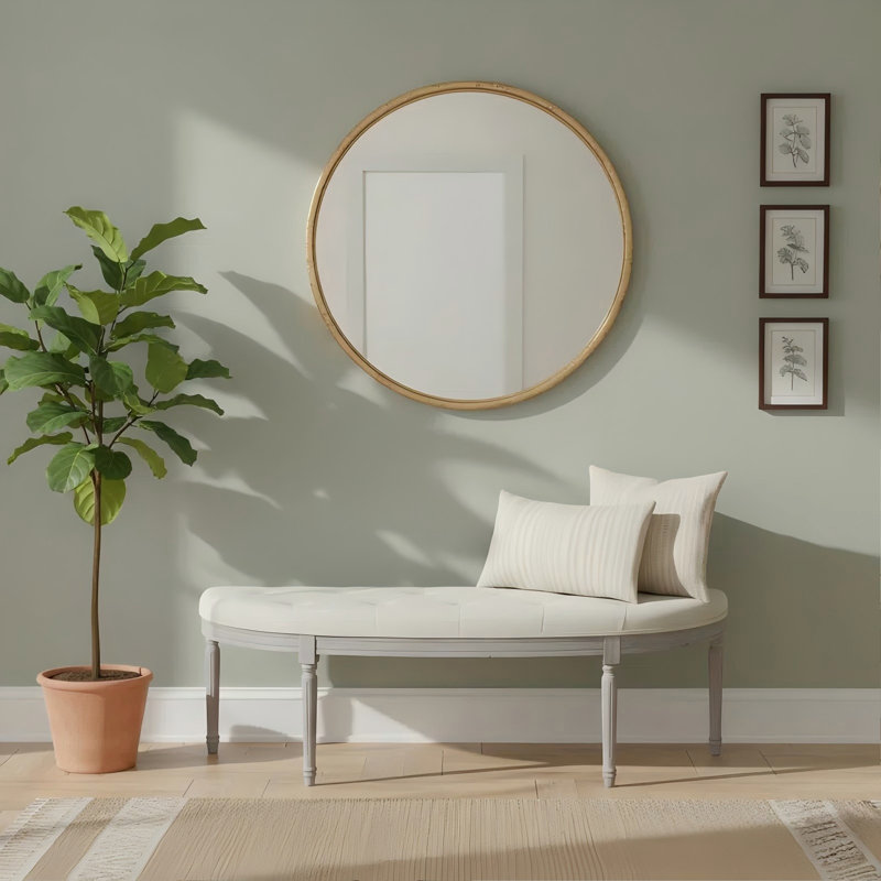 Banc rembourré capitonné beige clair Coastal