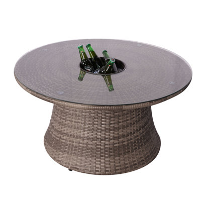 Billington Outdoor Steel Wicker Coffee Table - Grey