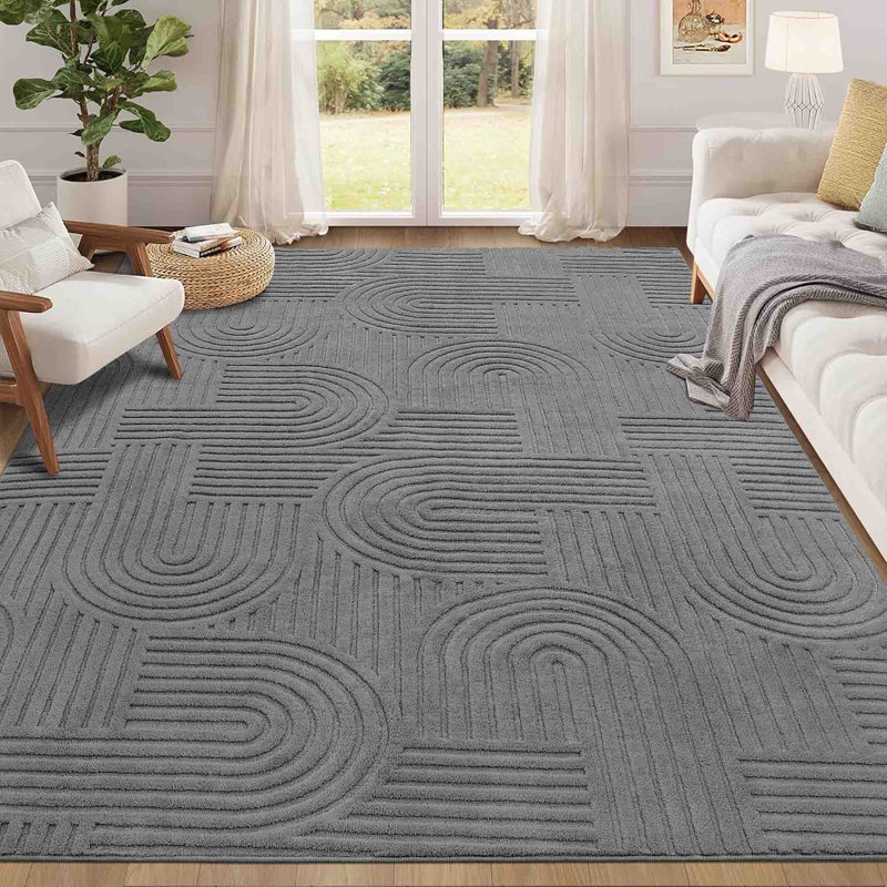 Geometric 230cm X 160cm Area Rug, Grey