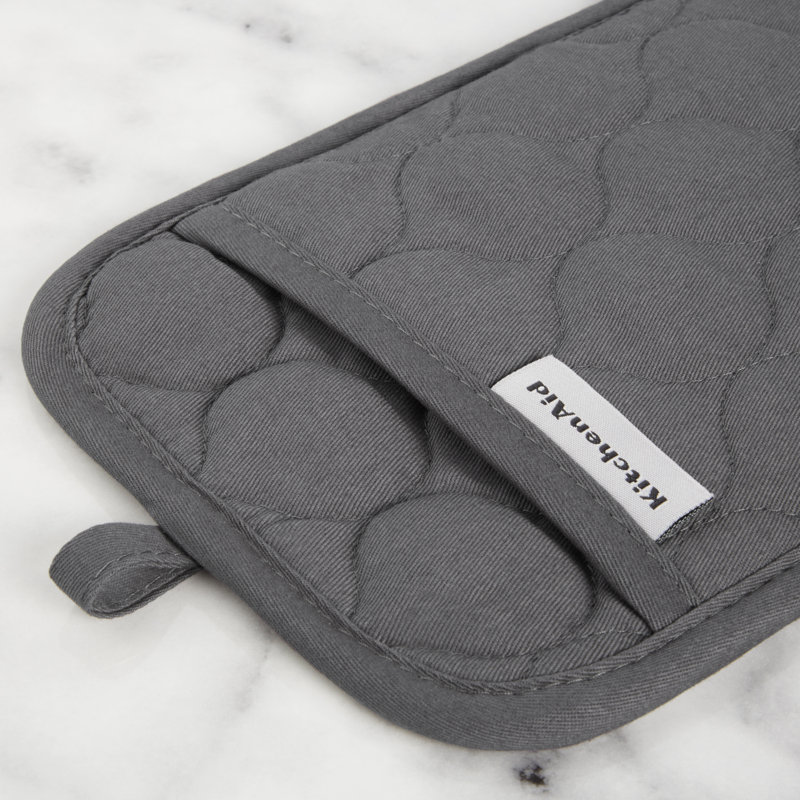 KitchenAid Onion Quilt Kitchen Towel, Oven Mitt & Potholder Set 4-Pack, Charcoal Gray