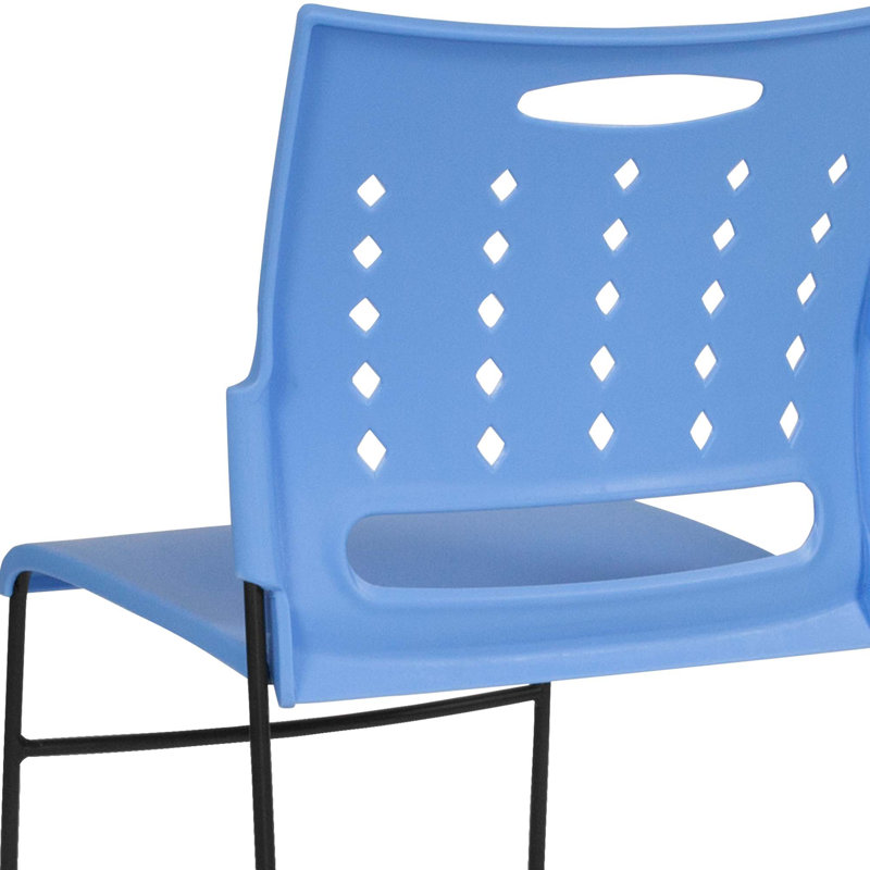 Sleek Black 881 lb Capacity Ergonomic Mid-Back Stacking Chair